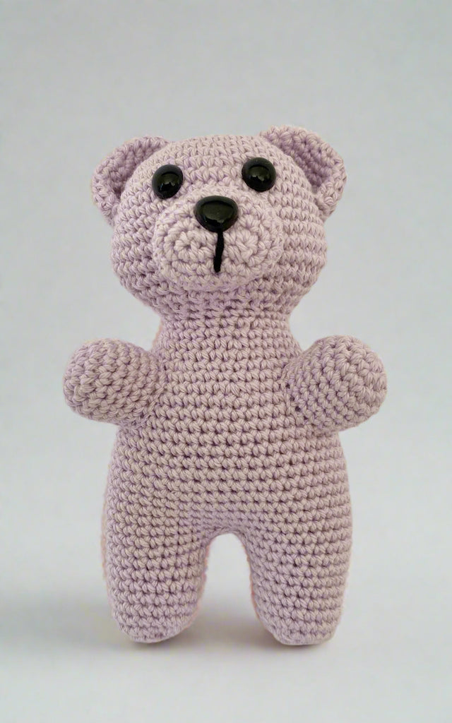 Crochet Pocket Teddy Bear + Straw Bag