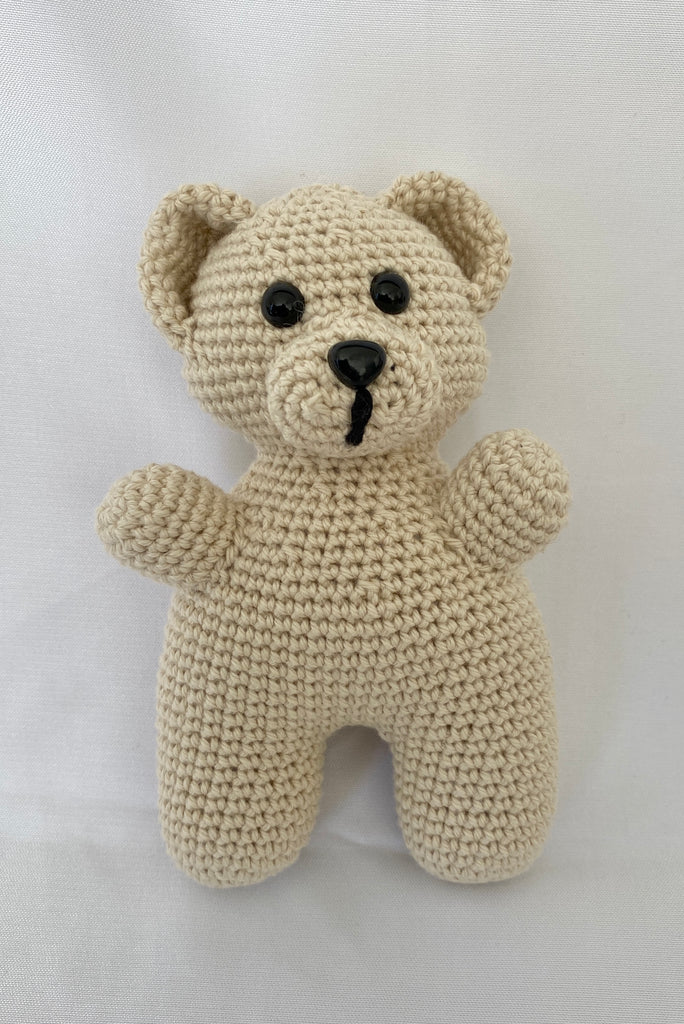 Crochet Pocket Teddy Bear + Straw Bag