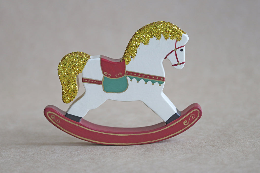 Wooden Christmas Rocking Horse - Decor