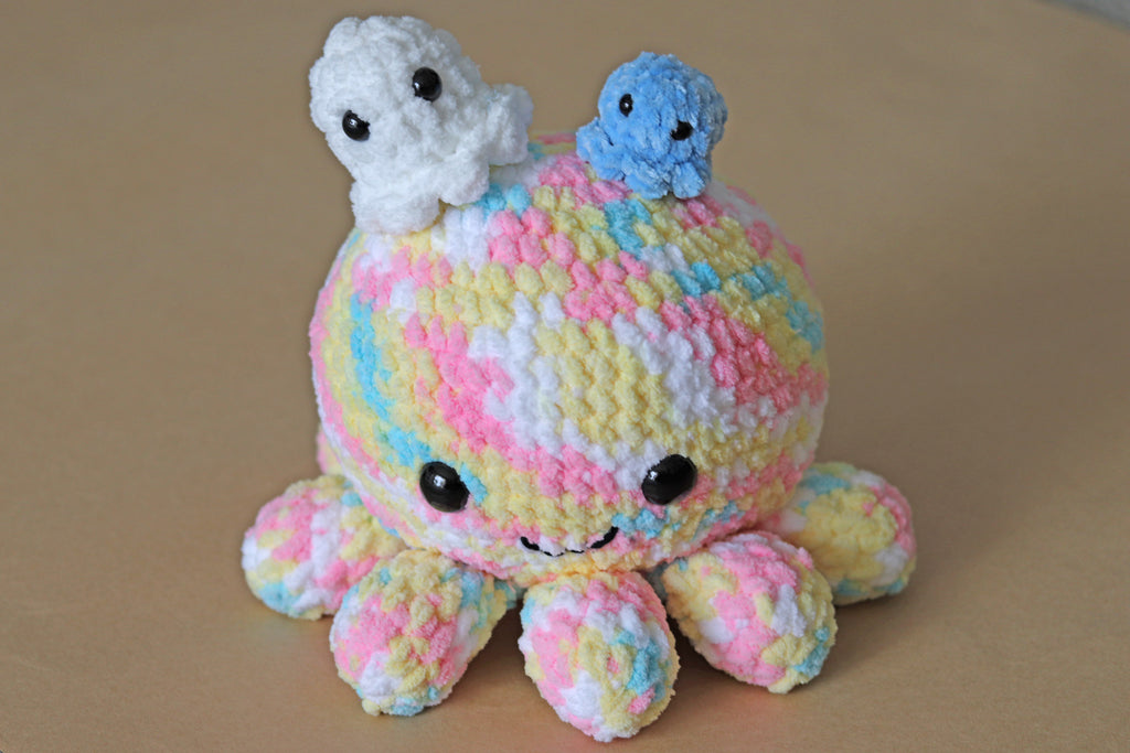 Crochet Octopus, nursery toy, baby gift, soft pastel shades, play animals, the hidden treehouse, handmade, waldorf toy, montessori toy, handcrafted