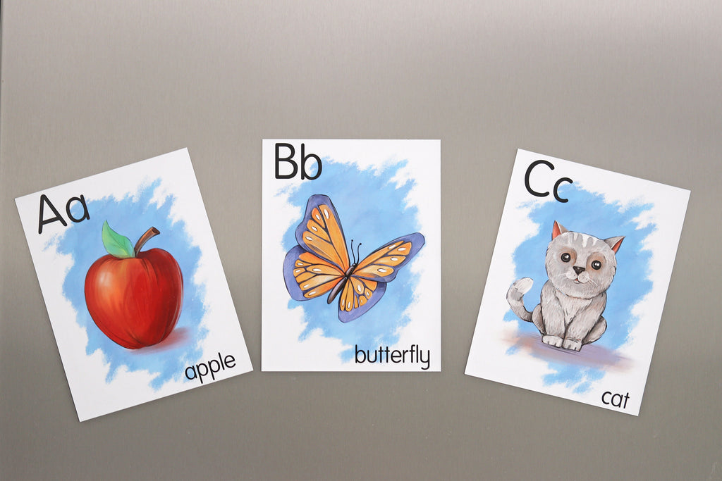 Magnetic Flash cards, ABC cards, Waldorf resource, Montessori resource, home schooling, educational toy, the hidden treehouse, alphabet flash cards