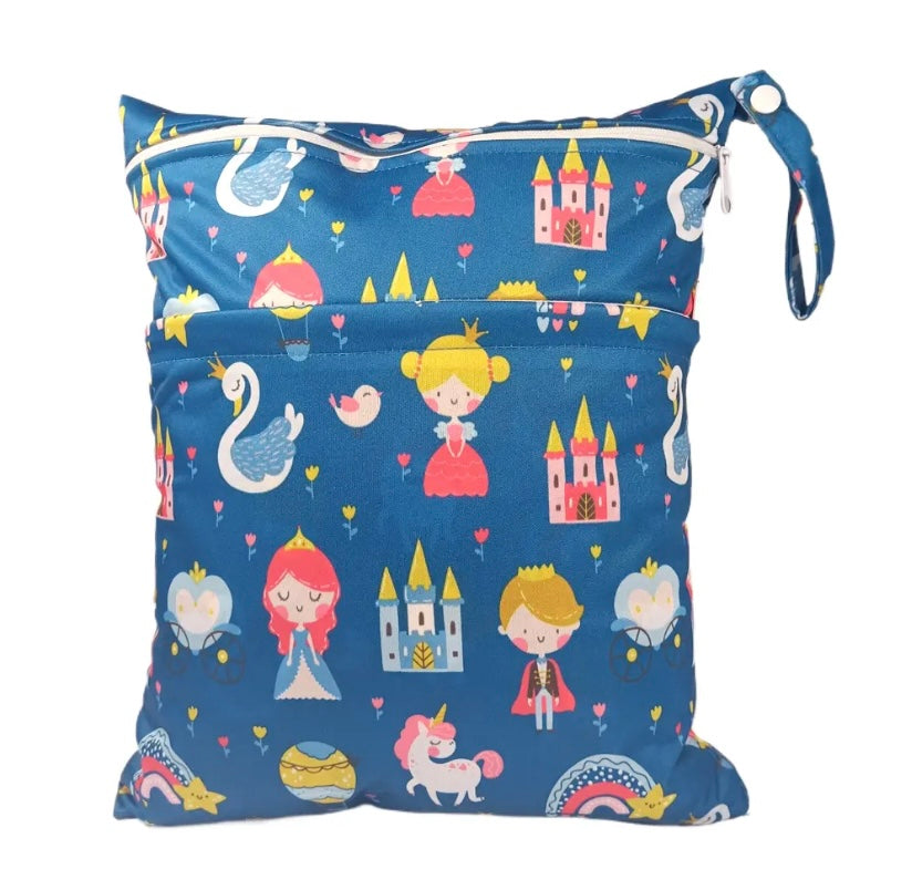 The Hidden Treehouse, Wet Bag, Princess Castle pattern, swimming bag, baby wet bag, nappy bag