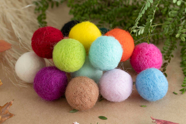 Felt Balls - Wool (Mixed Colours)  PK 10